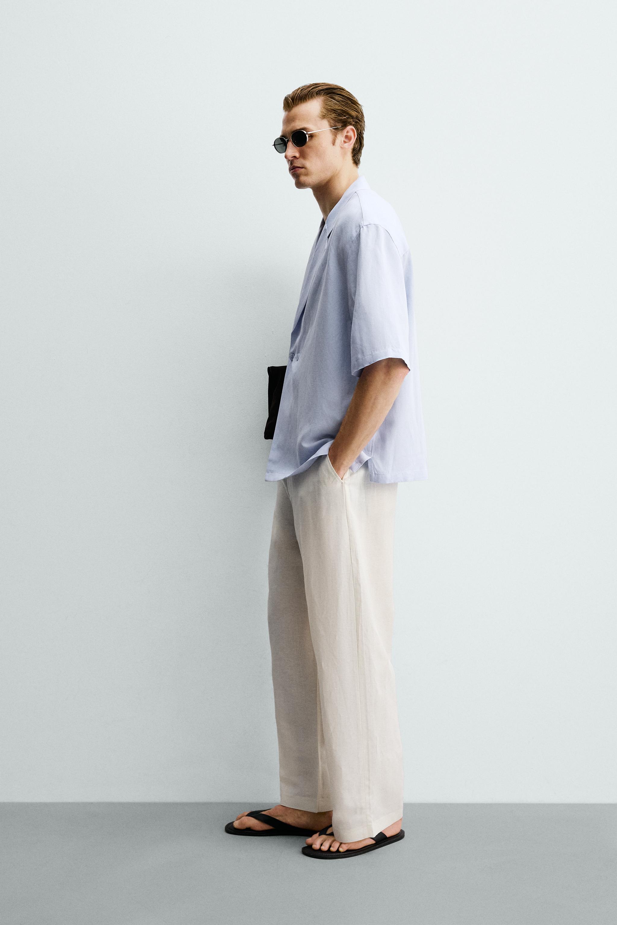 VISCOSE-LINEN KIMONO SHIRT
